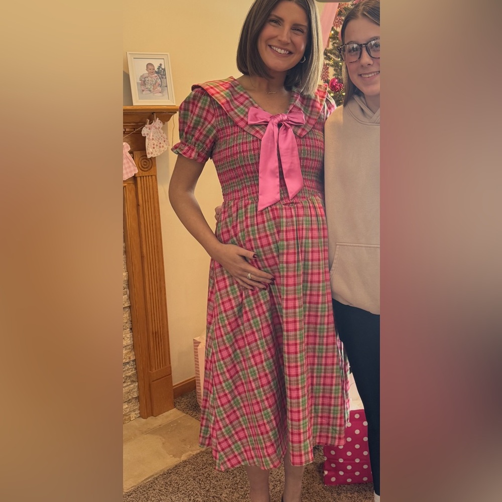 Maisonette Boutique Pink and Green Plaid Bow Dress